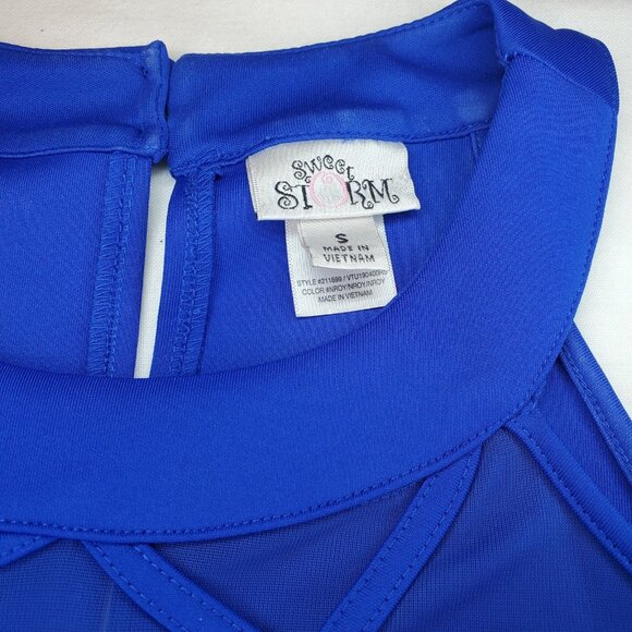 Sweet Storm Womens Dress Size S Romper Blue Sheer Mesh Panel Dance Prom Formal - Picture 9 of 16